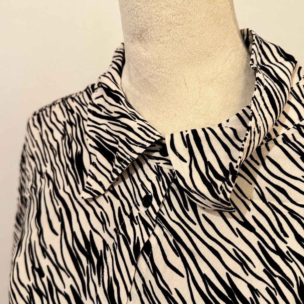 Zebra print collared button up blouse